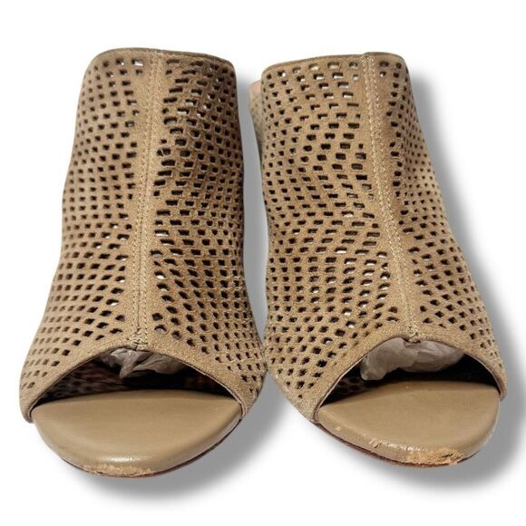 Joie Kellie Slide Sandal Wedge Heel in Putty Perforated Suede Women’s SIZE 39.5 - Picture 2 of 8